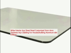 Λευκό εξωτερικό πίνακα φύλλου ACP προσαρμοσμένο 3mm 4mm πάχος ACP επένδυση για σπίτια / κτίρια Αλουμινίου δέρμα 0,18mm